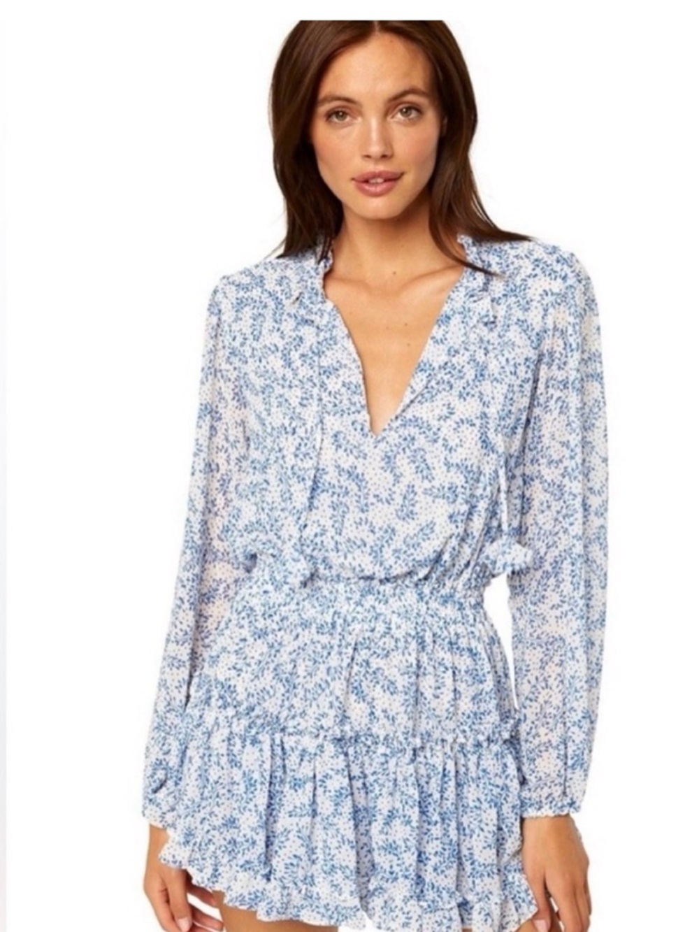 Misa Los Angeles Blue and White Floral Mini Dress